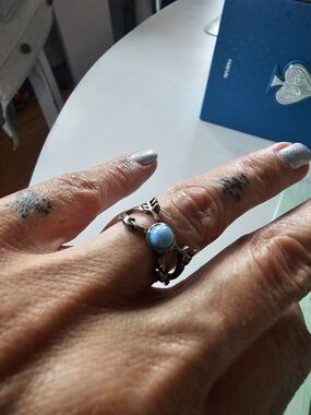 Bow And Arrow Sterling Silver Blue Turquoise Women's Ring - Blue